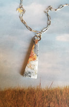 Load image into Gallery viewer, Maligano Jasper Triangle on Antique Silver Paperclip
