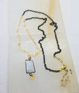 Mixed Metal with Moonstone Free Forms (Gold & Oxi Silver)