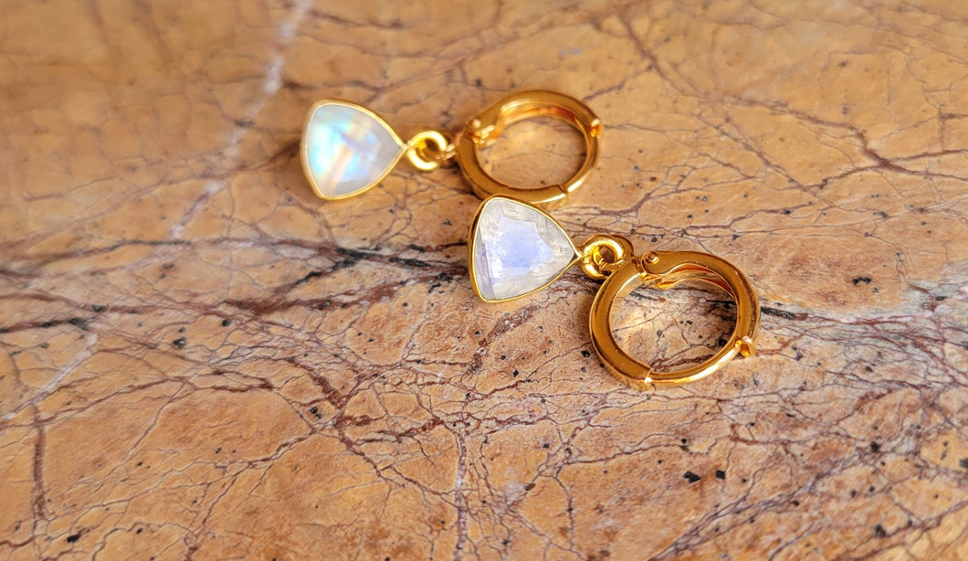 Moonstone Bliss Earrings (white & gold  ♊ Gemini)