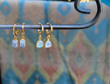 Load image into Gallery viewer, Moonstone Bliss Earrings (white &amp; gold  ♊ Gemini)
