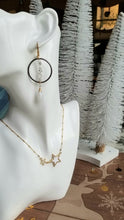 Load image into Gallery viewer, Moonstones on Hammered Black Circles (White &amp; Oxidized Silver &amp; Gold)
