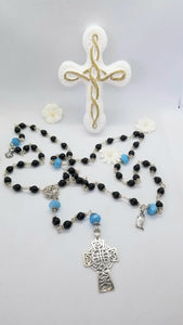 Radiate your Inner Madonna❤🙏📿: Celtic Night Sky Rosary (Black, Silver & Blue & Red)