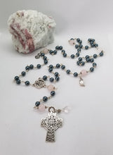 Load image into Gallery viewer, Radiate your Inner Madonna❤🙏📿: Celtic ROSE Night Sky Rosary (Pink, Silver &amp; Peacock)
