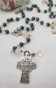 Radiate your Inner Madonna❤🙏📿: Celtic ROSE Night Sky Rosary (Pink, Silver & Peacock)