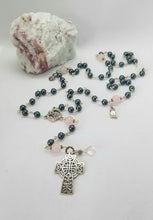 Load image into Gallery viewer, Radiate your Inner Madonna❤🙏📿: Celtic ROSE Night Sky Rosary (Pink, Silver &amp; Peacock)
