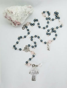 Radiate your Inner Madonna❤🙏📿: Celtic ROSE Night Sky Rosary (Pink, Silver & Peacock)