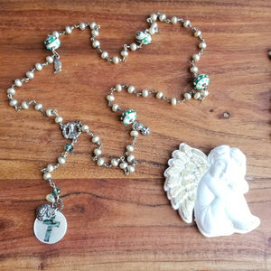 Radiate your Inner Madonna ♰🙏📿: Pearly Cross (White & Silver & Blue)