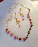 Wise Compassion: Pink Tourmaline Nuggets on Gold
