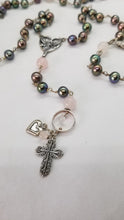 Load image into Gallery viewer, Radiate your Inner Madonna🙏📿: ROSE ANGEL Ƹ̵̡Ӝ̵̨̄Ʒ Rosary (Pink, Silver &amp; Peacock)
