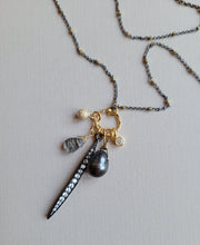 Load image into Gallery viewer, Dagger Charm: Holiday Charm Necklace 🗡️ with an Edge  (Gold &amp; Black)
