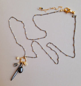 Dagger Charm: Holiday Charm Necklace 🗡️ with an Edge  (Gold & Black)