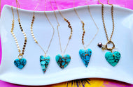 Turquoise Heart Talisman II on Gold (Kingman Turquoise with Bronze & Amazonite)