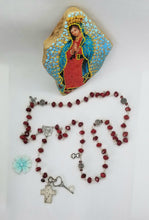 Load image into Gallery viewer, Radiate your Inner Madonna🙏📿: VIDA &amp; Footprints 👣 in the Sand Rosary (Red &amp; Silver)
